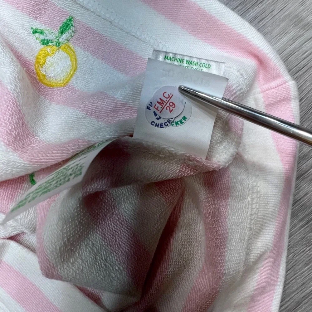 Lilly Pulitzer Girls Pink White Striped Lemon Lime Embroidered Top M 6-7 017832 - Picture 7 of 15